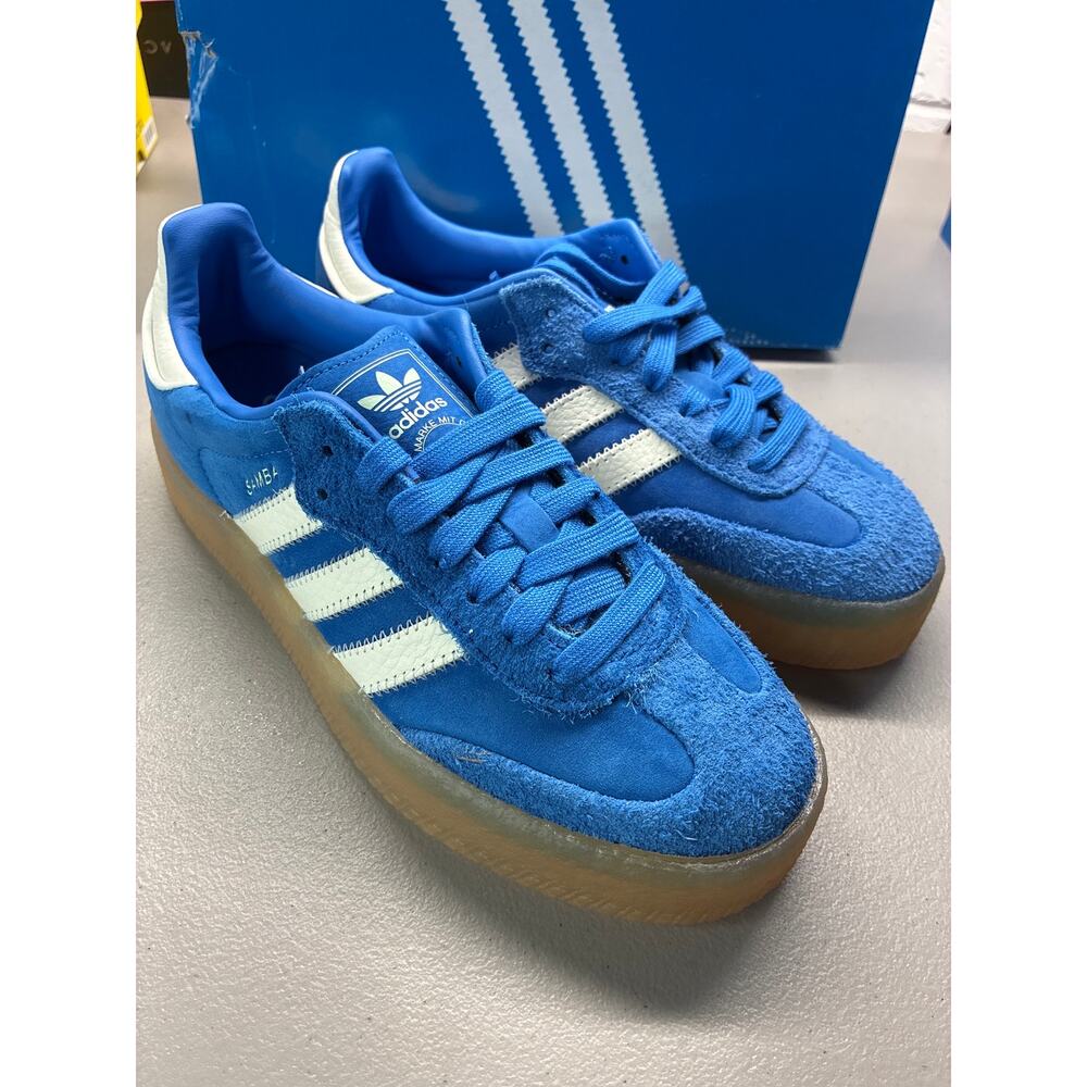 Adidas Sambae Women's Size 6 sneakers JI2743 Blue/White/Gum New In Box - Picture 3 of 8